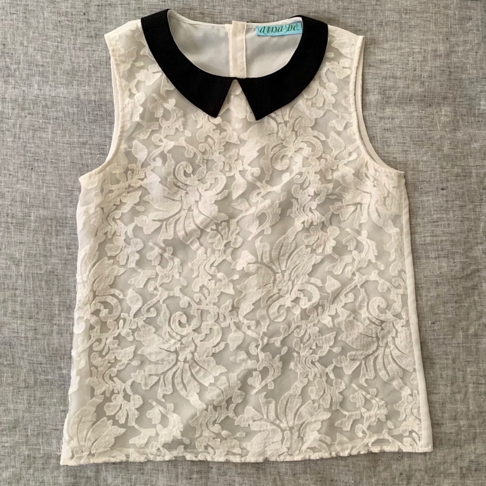 White tank top with black collar